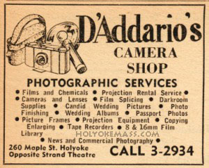 1952 Phone Book Ad for D'addario Camera Shop