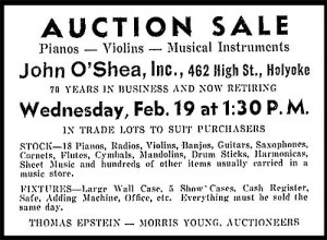 John O'Shea, Inc., Music Auction, February 1936