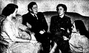 From Left: Rosamond Rauch, W. H. Auden, Associae Prof Marianne Brock, and Jonelle Stickel of Holyoke.