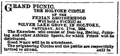 1864 Ad for Silver Lake Grove Event