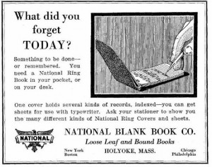 National Blank Book Ad, 1927