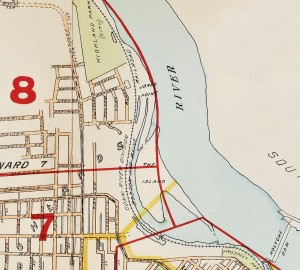 Holyoke's River Island in 1911From Richard’s Standard Atlas of the City of Holyoke, Springfield, Mass., 1911