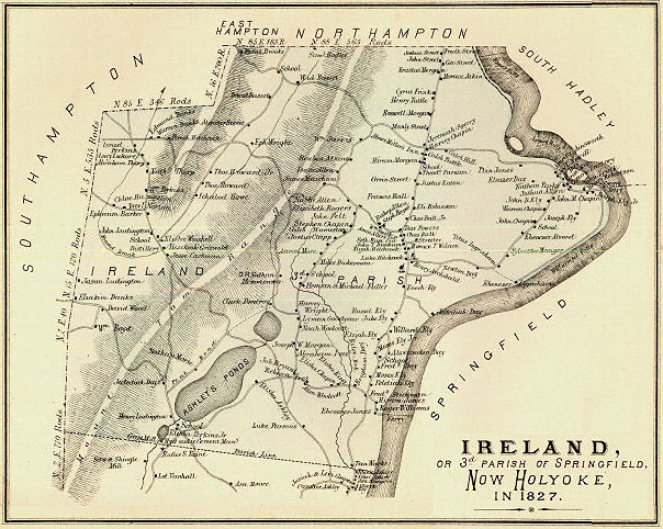 Map of Ireland Parish, Holyoke, MA, 1827