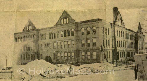 Former Holyoke High School Building Burns, Jan. 5, 1968